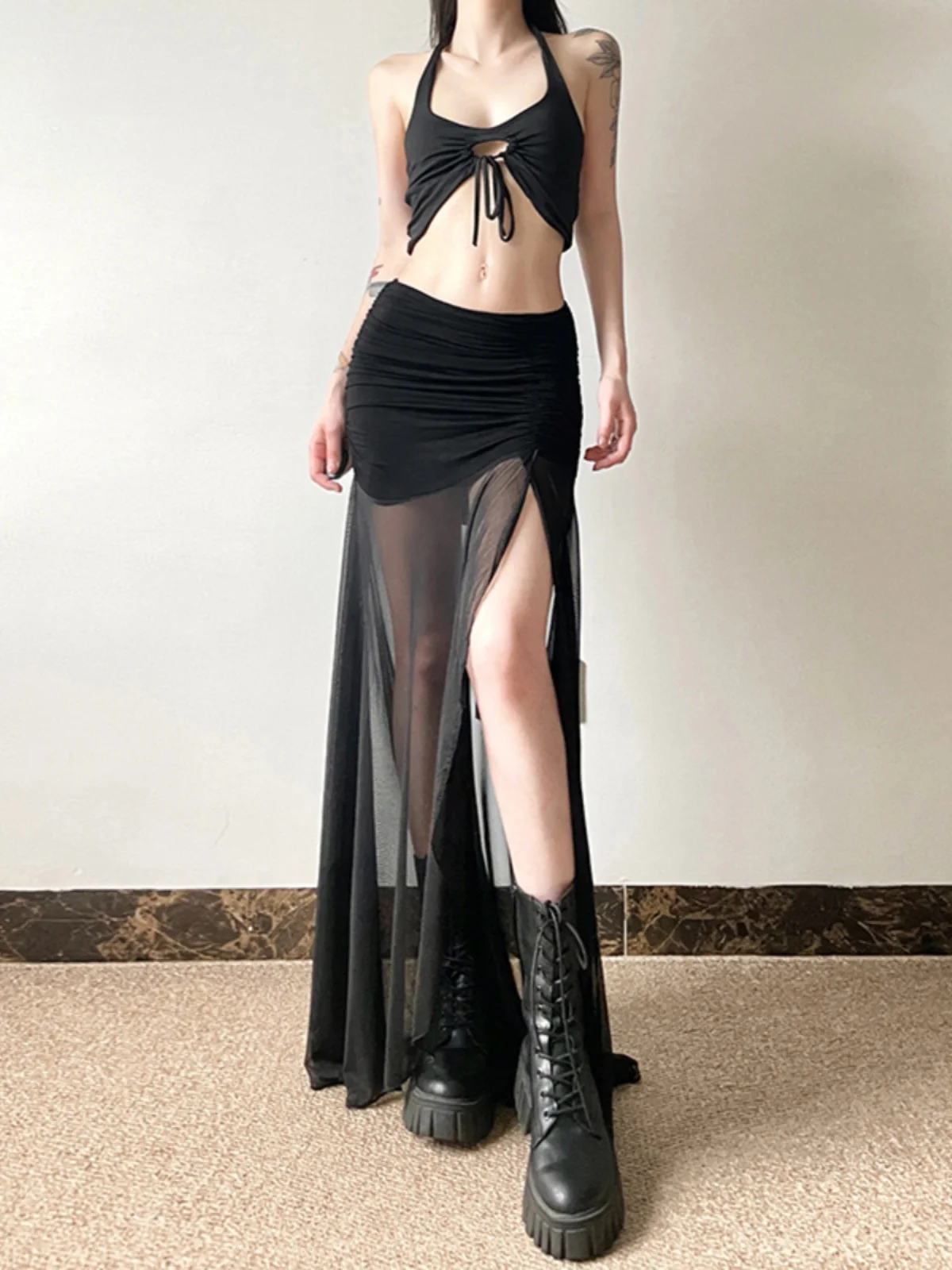 

Юбка с высокой талией Me, женская летняя сексуальная сложенная юбка трапециевидной формы из полиэстера и спандекса с высокой талией, падающего дьявола