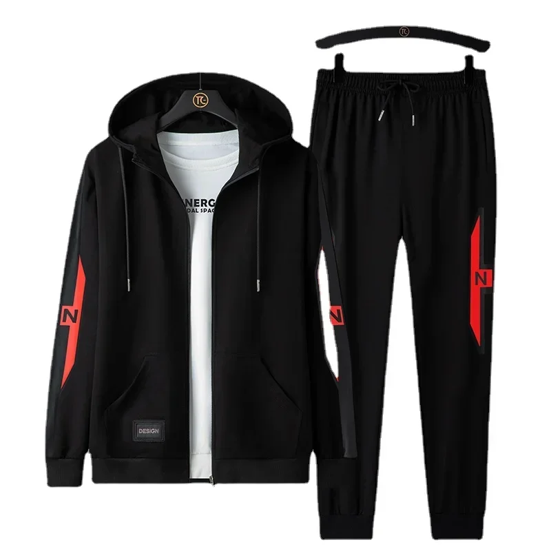 Plus Size 7XL 8XL Spring Men Hoodies Sweatshirt+Sweatpants Suit Autumn Outdoor Sports Tracksuit Sets Men\'s Hooded Outwear