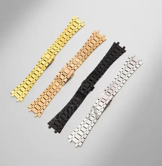 

26MM 316L Stainless Steel Watch Band Butterfly Buckle Black Silver Gold Rose Gold Bracelet For Royal Oak Mod Watchand MOD Parts