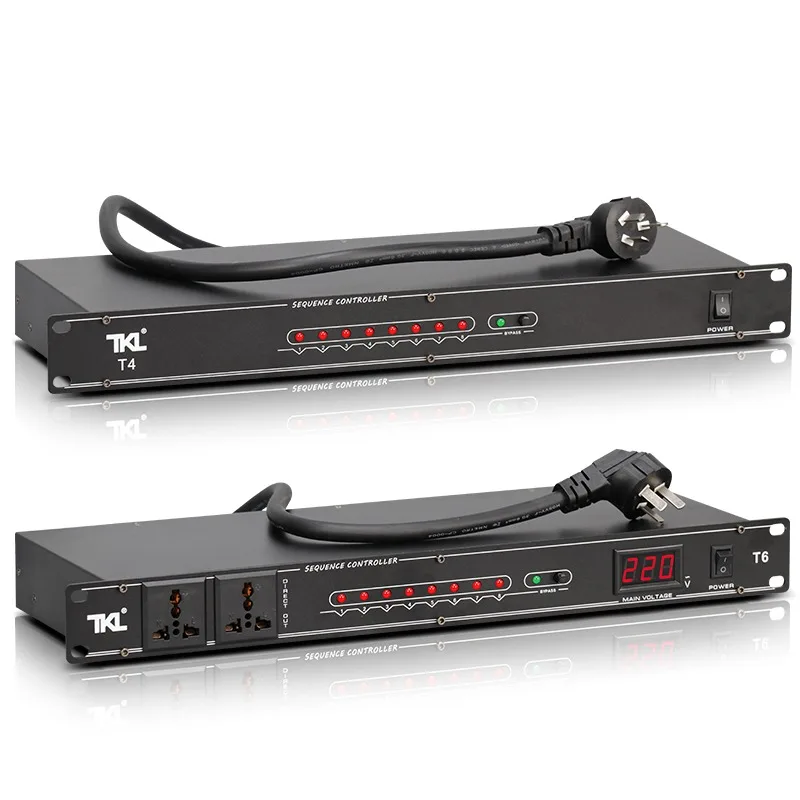Audio power sequencer 8-way intelligent professional power amplifier with filter stage high-power panel power switch