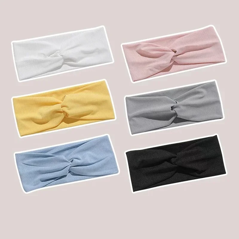 Elegant Solid Color Wide Brimmed Headband Fall Winter Cotton Hair Hoop For Yoga Exercise Fitness Daily Hair Accessories Headwear