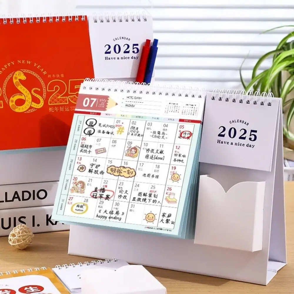 Criativo 2025 calendário de mesa simples portátil agenda planejador agendador mesa decoração em pé flip calendário escritório papelaria