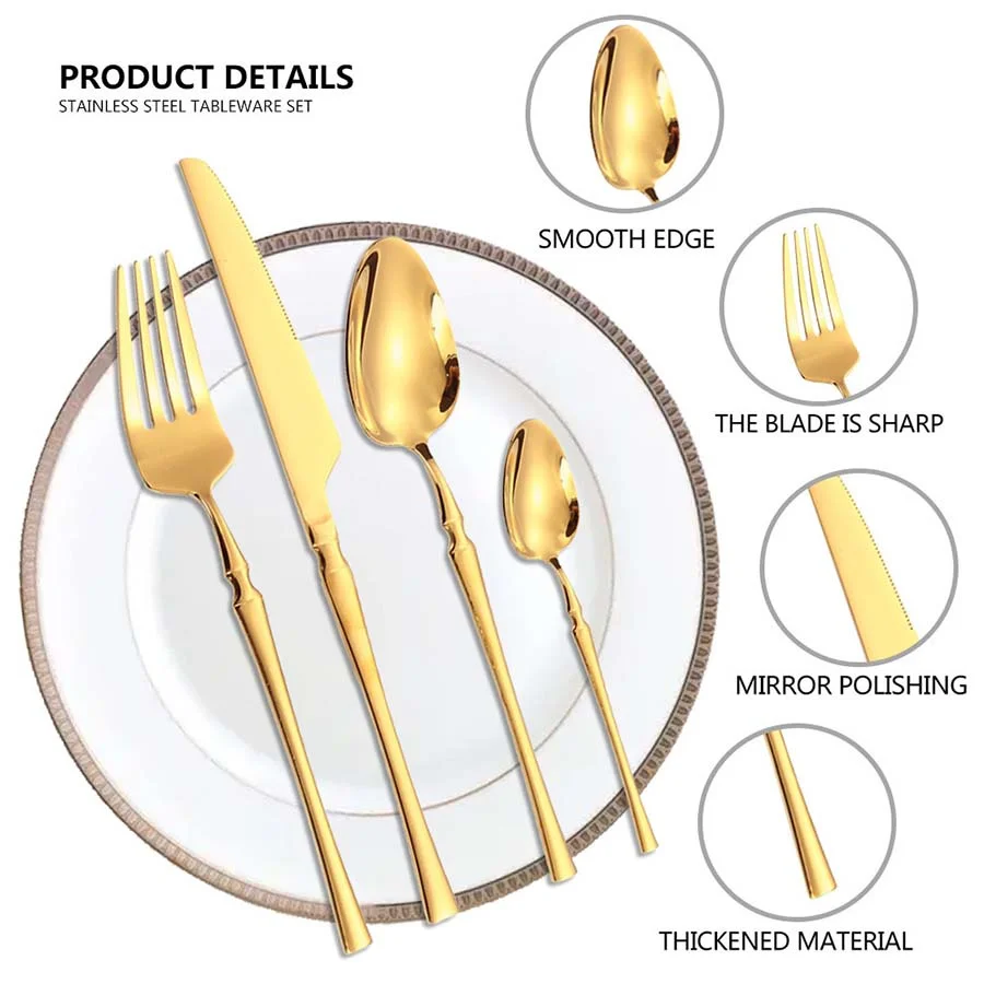 Western Steak Knife Fork Spoon 16 Pieces Set For 4 People Creative Stainless Steel Cutlery Set Hotel Restaurant Family Kitchen