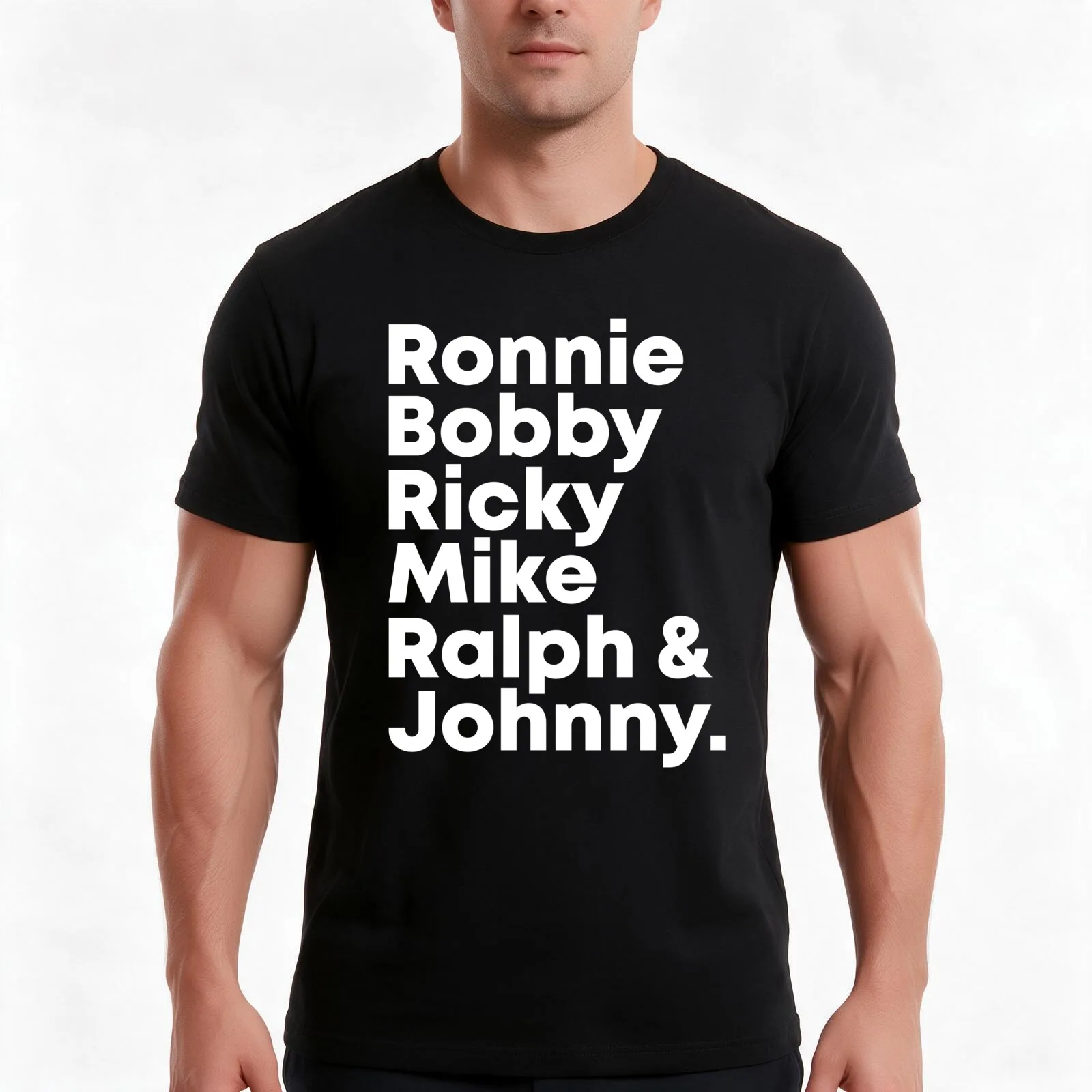 Ronnie Bobby Ricky Mike Ralph and Johnny T-Shirt, Summer Casual Cotton Tee, Oversized Streetwear Tops, Vintage Graphic Print