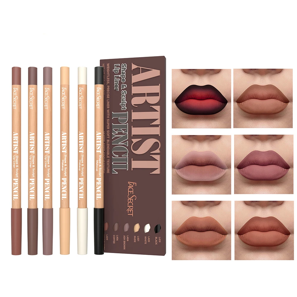 6 pezzi/set Nuovo set di penne per labbra Set di matite per labbra opache impermeabili per trucco: cosmetici di lunga durata, durevoli e facili da colorare