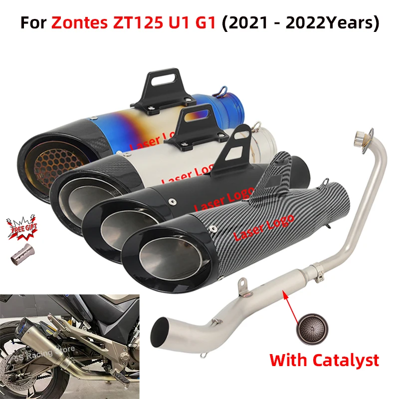 

For Zontes ZT125 U1 G1 zt125 Z1 Z2 2021 - 2022 Motorcycle Exhaust Escape System Motocross Muffler Modified Catalytic Link Pipe