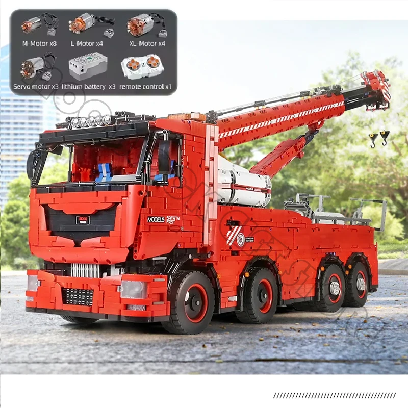 MOULD KING High-Tech Motorized Tow Truck MKII Model Remote Control Mobile Crane 19008S Building Block Brick Children Toys Gifts