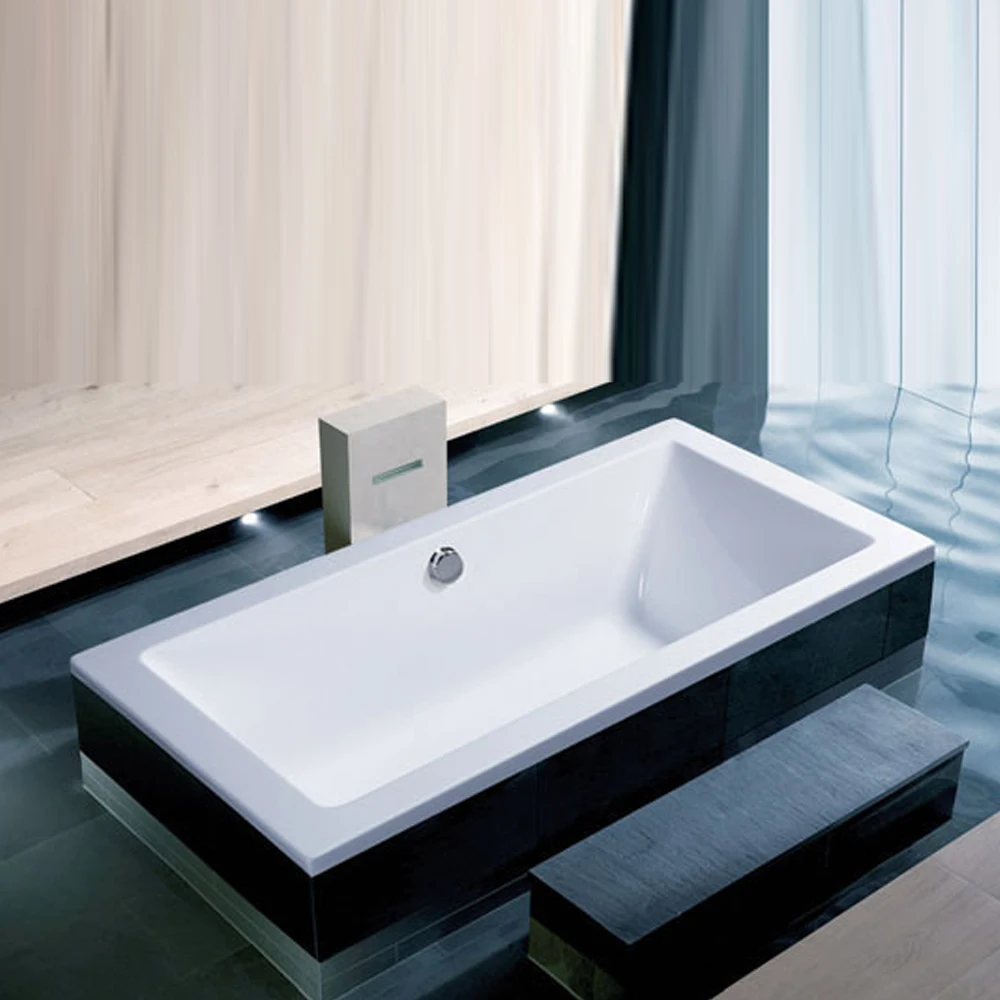 Picture 7: Bathtub for Adult Solid Surface Acrylic Bathtub With Pedal Drainage Built in Bathtub