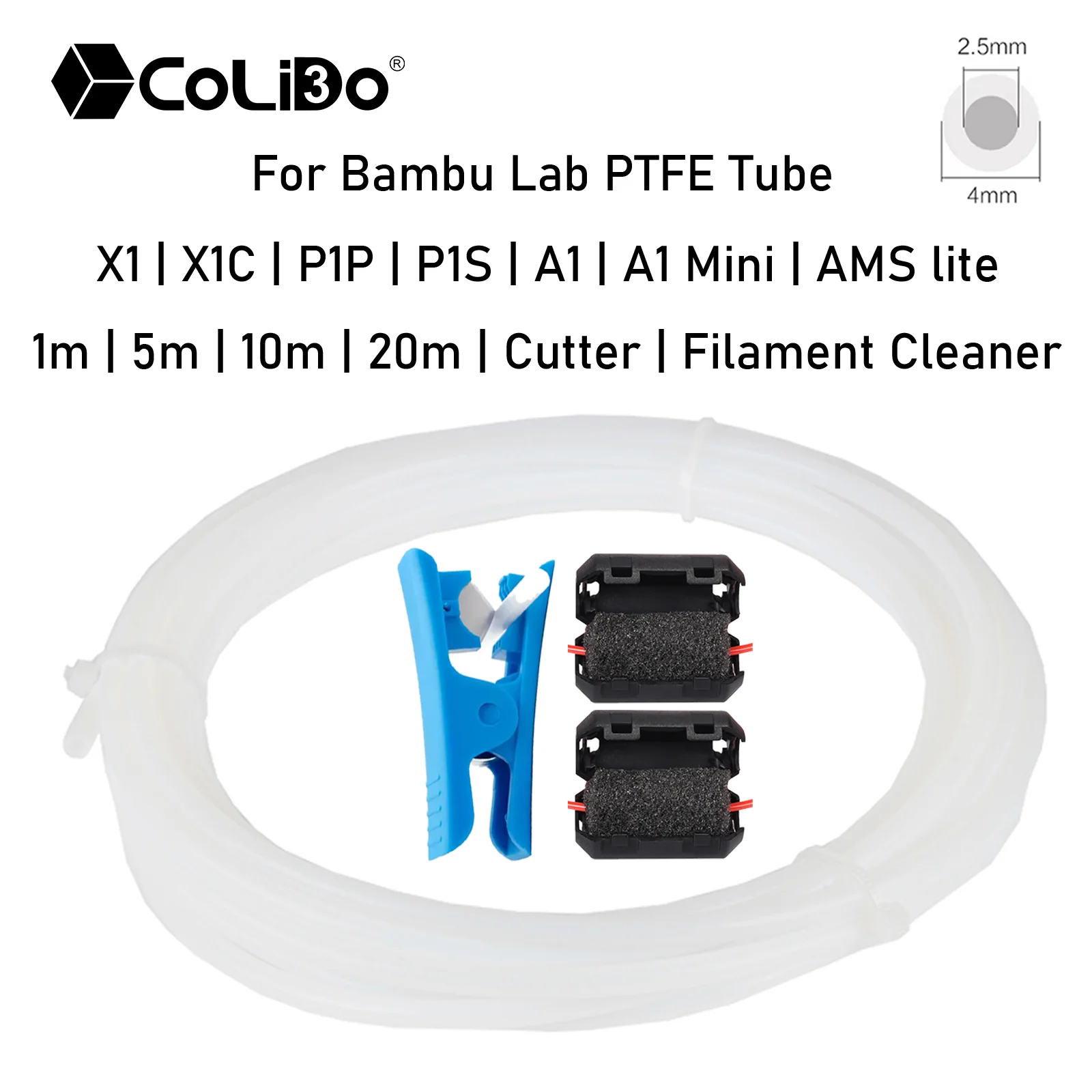 PTFE Tube for Bambu Lab X1 P1 A1 Series 3D Printer Teflonto Pipe Bowden Extruder 1.75mm ID2.5mm OD4mm Bambulab Filament Parts