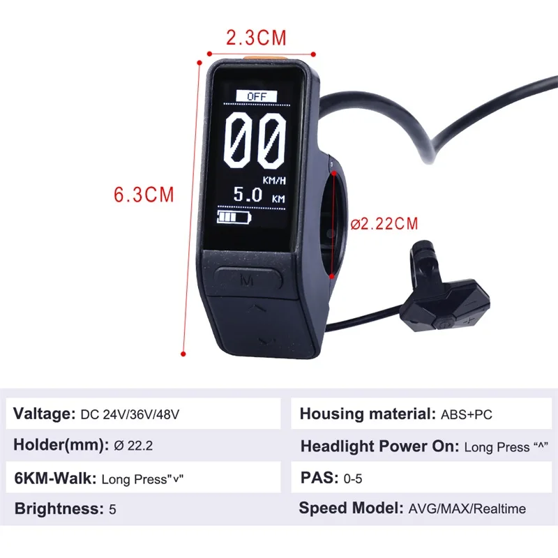 Electirc bike Mini Bafang 8fun BBS01 BBS02 BBSHD SW102 LCD Display For Mid-drive Hub Motor