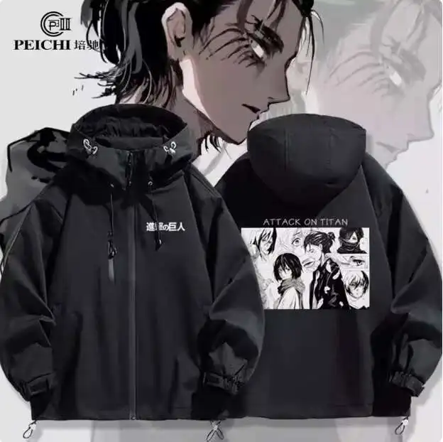 

Anime Attack On Titan Mikasa Ackerman Windbreaker Jacket Hoodie Cosplay Autumn Winter Men Women Coat Loose Tops anime