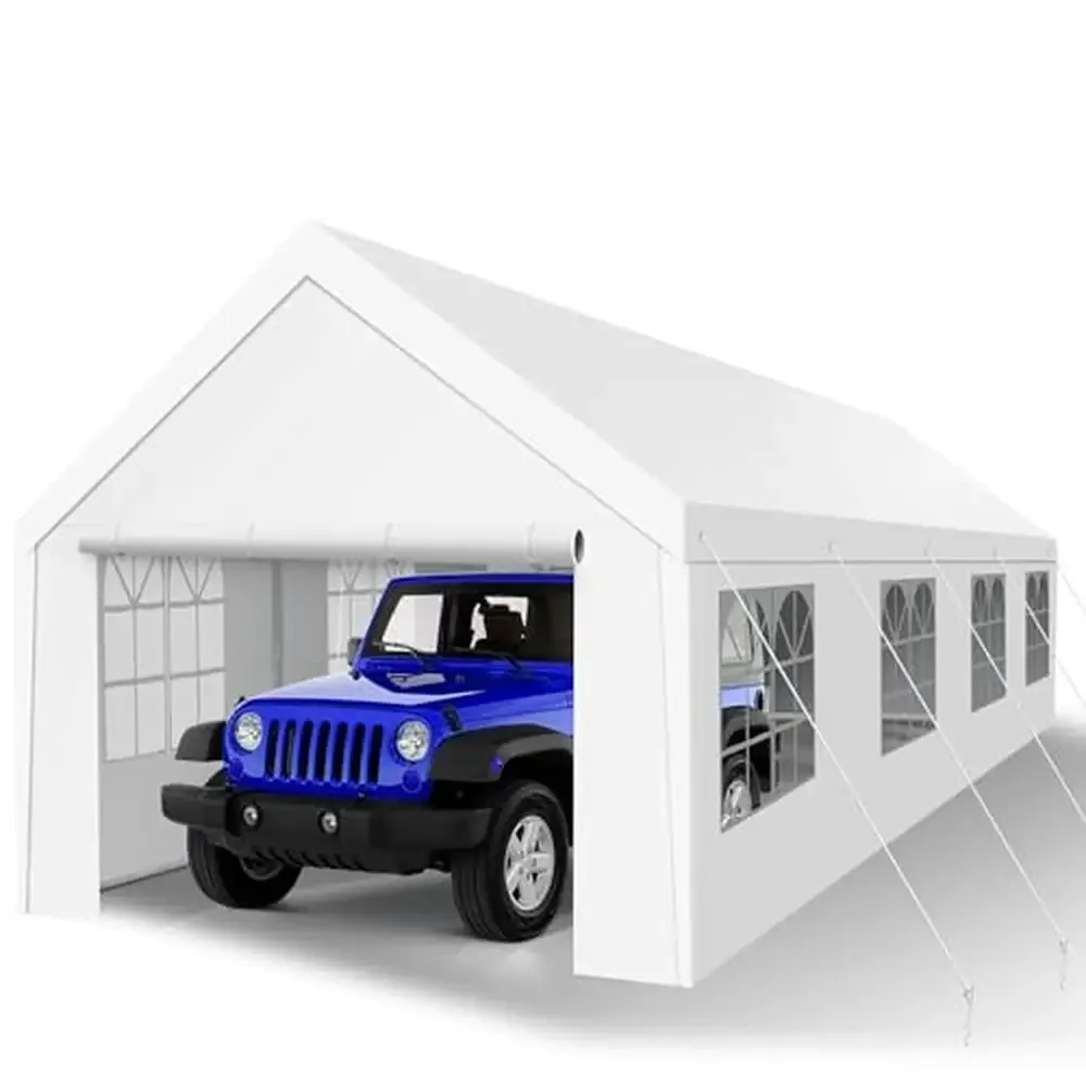 Portable Garage 13'x26' Heavy Duty Carport Waterproof Canopy & All-Weather Shelter Spacious Design SUVs Boats Trailers Easy