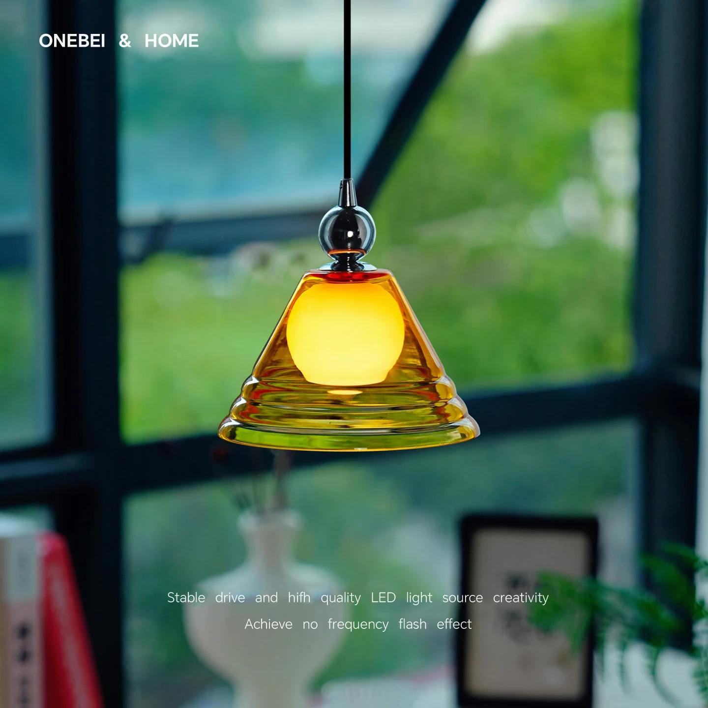 Nordic Modern LED Glass Pendant Light With Floral Design Sunset Glow Glass Ceiling Light Bedside Lamp Home Decoration Light