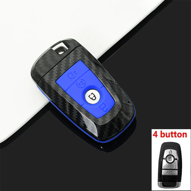 Carbon fiber ABS Car Key Case Cover For Ford Fusion Mondeo Mustang Edge Expedition EXplorer F-150 F-250 F-350 2018 2019