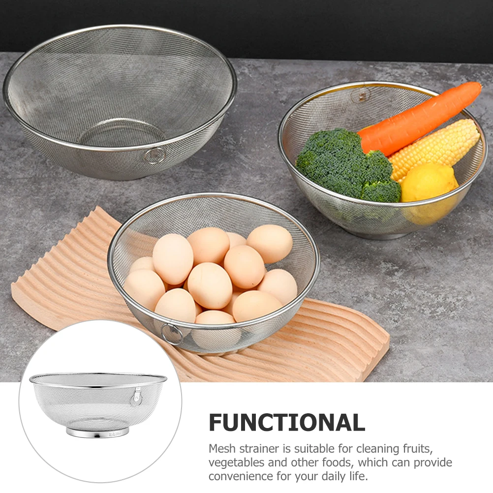 

Stainless Steel Bowl Sieve For Fruits Vegetables Drainer Steel Food Strainers Colander Set Rice Washer Rinser
