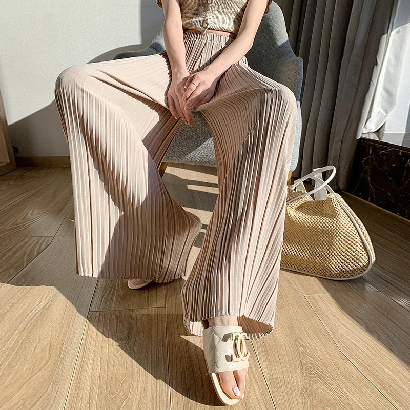 Fashion Woman Pants Cool Casual Culottes Women Clothing Female Pleated Wide Leg Pant Girls Sexy Trouser Skirt OL Bottoms Pants B