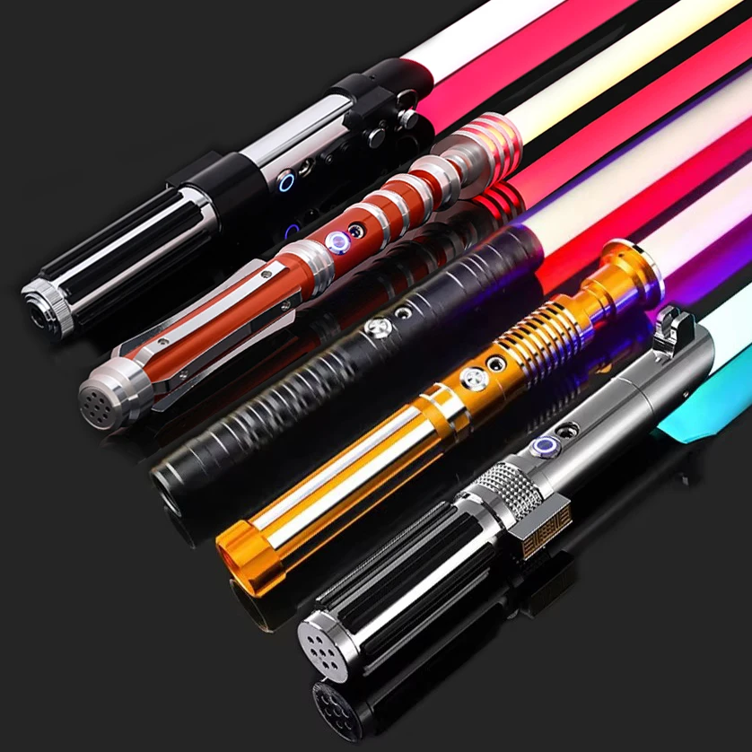 Metal Handle RGB Cosplay Double-edged Lightsaber Sword 16 Colors Change LED Switchable Sound And Light For Boys Girls Gift