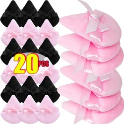 Ultra-Soft Face Powder Puff Short Fluff Bow Triangle Makeup Puffs Wet Dry Use for Loose Powder Cosmetic Foundation Beauty Tools