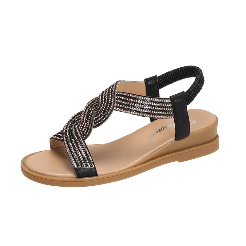 2024 Summer New Designer Platform Sandals Women Fashion Casual Roman Shoes Female Solid Color Crystal Sandalias Mujer