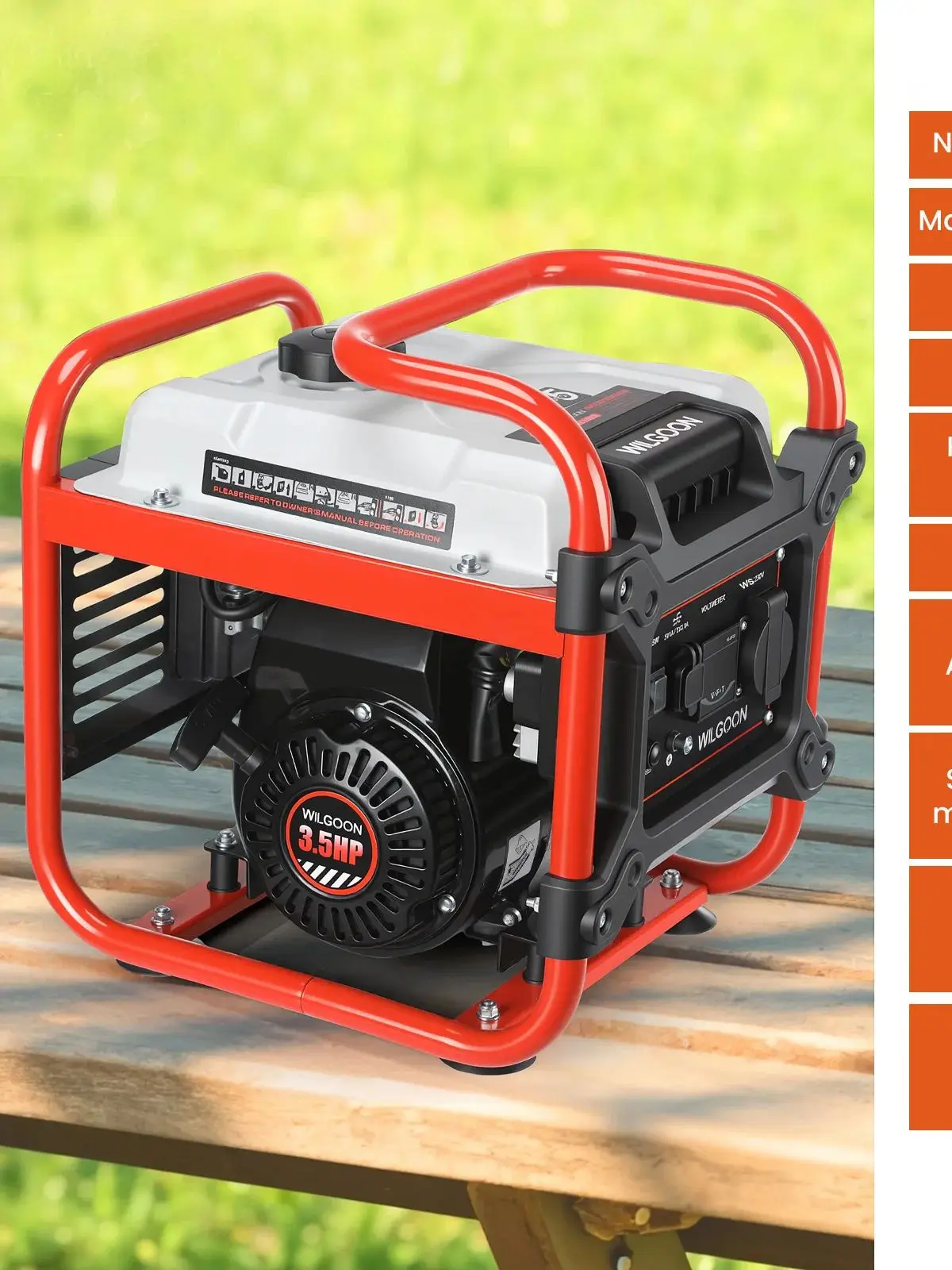 BS1500i 1000W Inverter Benzine Generator 4-takt 3,5 PK, Draagbare Stille Generator voor Kamperen en Campers - afbeelding 2