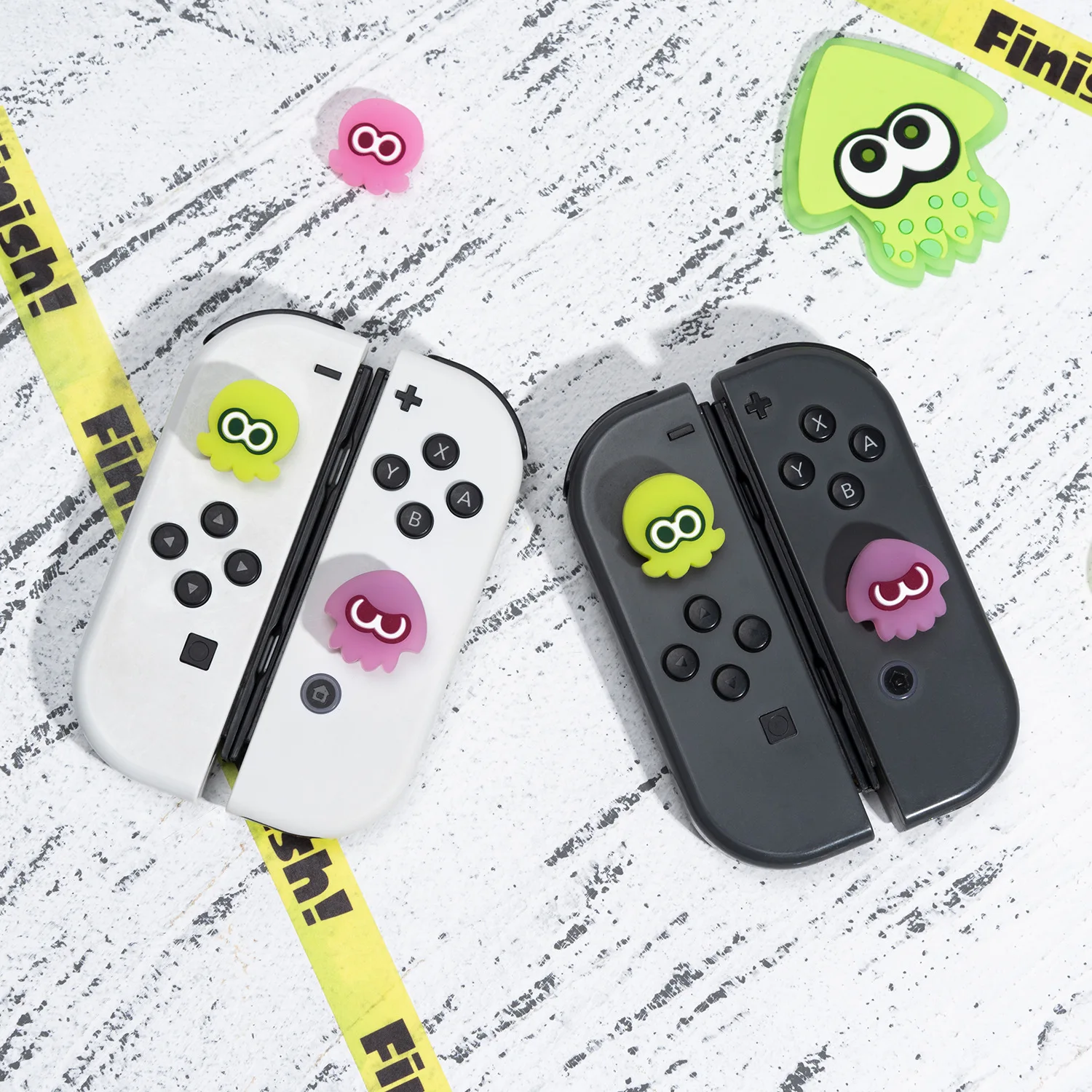 Cubierta de Joystick suave de silicona de calamar y pulpo colorido para Nintendo Switch Oled NS Lite Joy-con Thumb Stick Grip Cap Protector