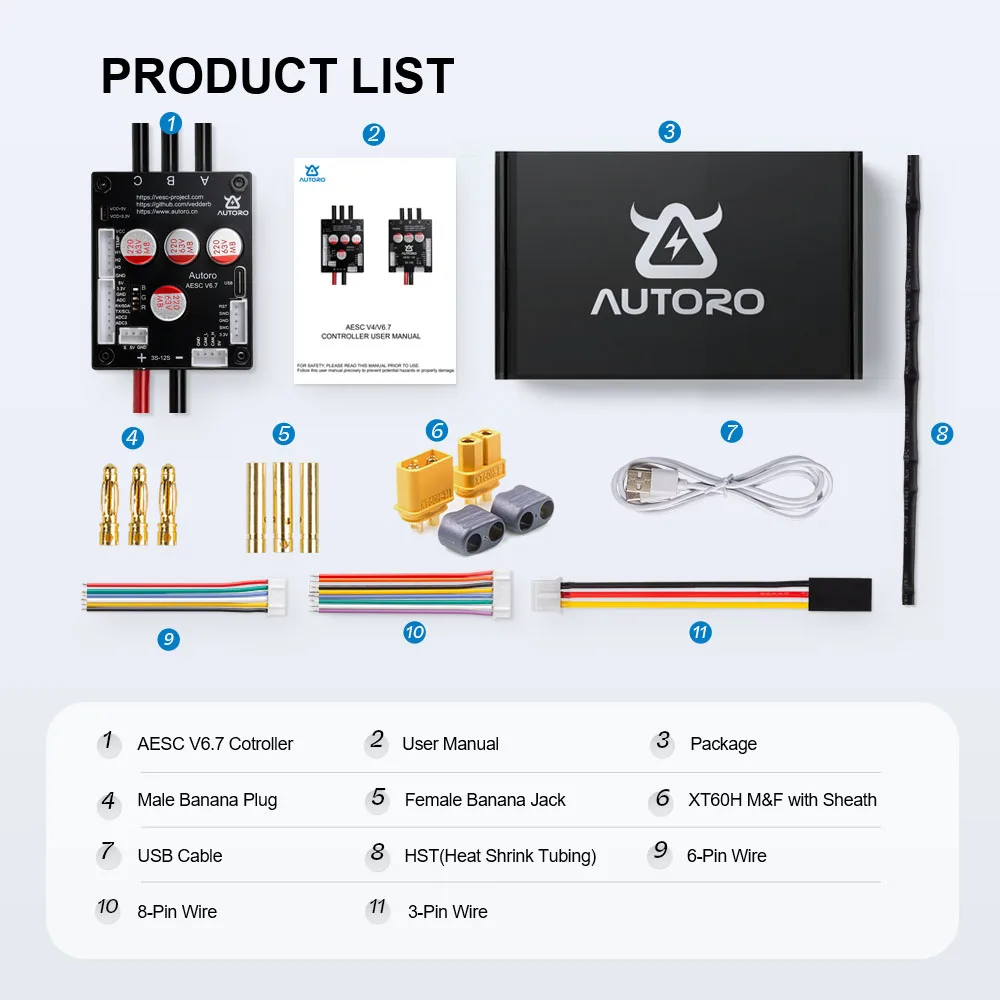 وحدة تحكم المحرك Autoro V6.7 BLDC FOC 12S 50A ESC تعتمد على وحدة تحكم في السرعة VESC 6 لتقوم بها بنفسك سكوتر لوح التزلج الكهربائي Ebike RC