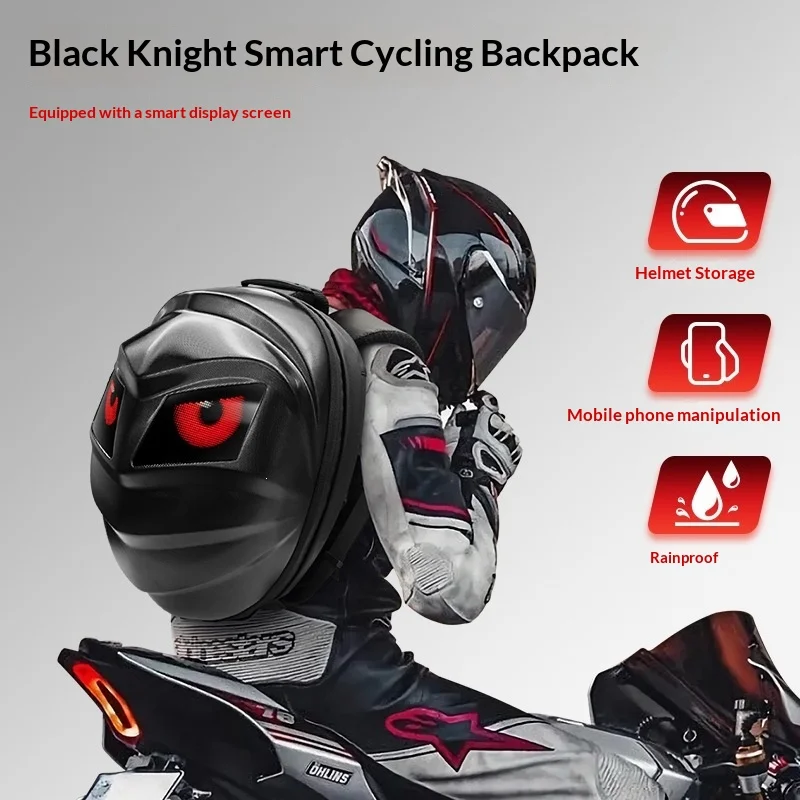 Generic LED Motorcycle Backpack Waterproof APP Control Riding Helmet Bag Night Riding Travel Shoulder Backpack For Adult Riders