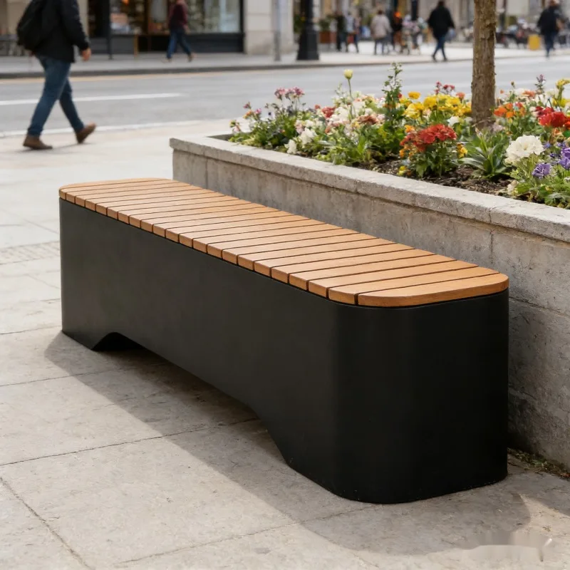 Scenic Commercial Street Leisure Waiting Seat Outdoor Bench Park Chair Courtyard Balcony Plastic Wood Wrought Iron Leisure Seat