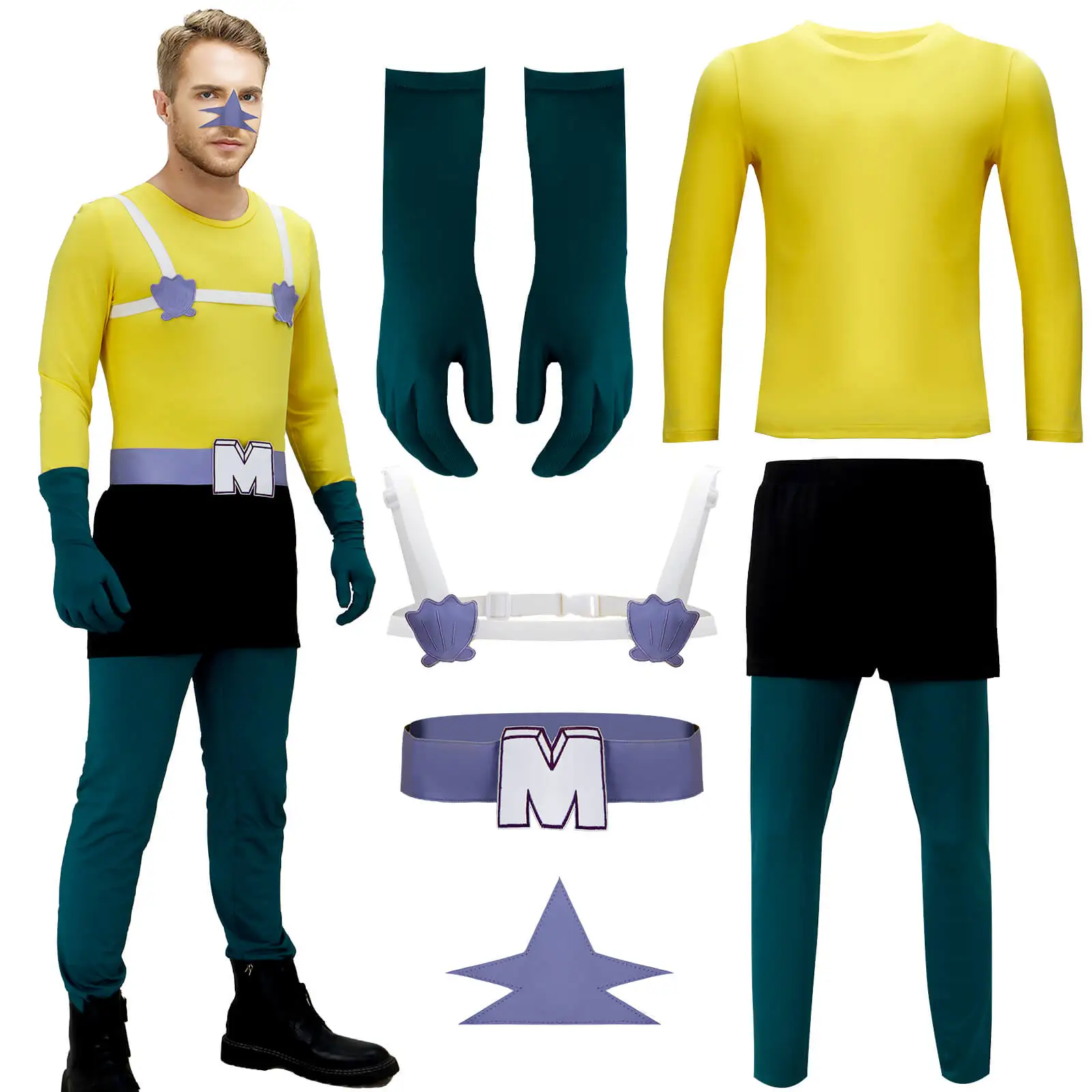 

Adult Mermaid Man Ernie Cosplay Costume Huckler Roleplay Comic-Con Outfit Top Pants Mask Gloves Men's Gifts Takerlama
