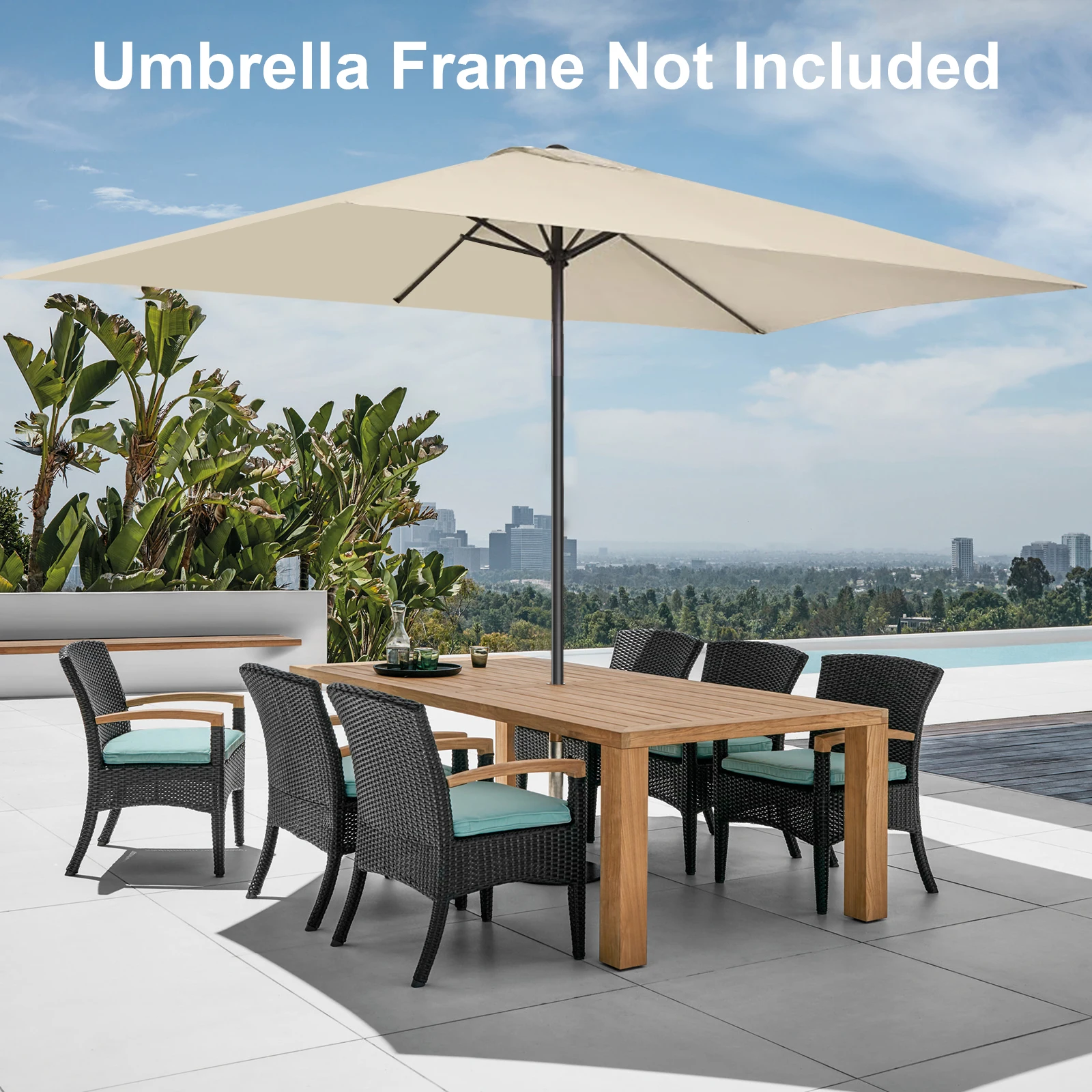 Replacement Canopy Canopys Polyester Cloth 2x3M UV-protected And Breathable Outdoor Garden Rainproof Square Patio Umbrella