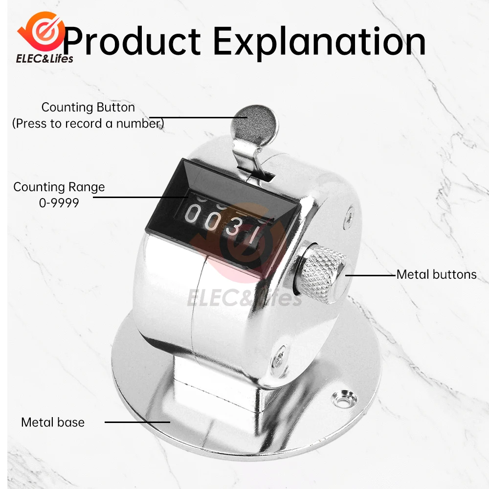 มือถือ 4 Digital Tally Counter คู่มือเครื่องกล Palm Clicker จํานวนนับสารพัน Tally Counter Number นับฐานเสริม