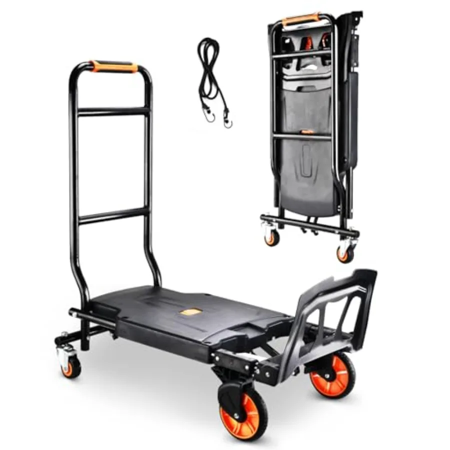 

Folding Hand Truck for Luggage, Moving, Shopping, Office, Travel Use Heavy Duty Ironton Steel, 500lbs Capacity, 4 Rotate Wheels