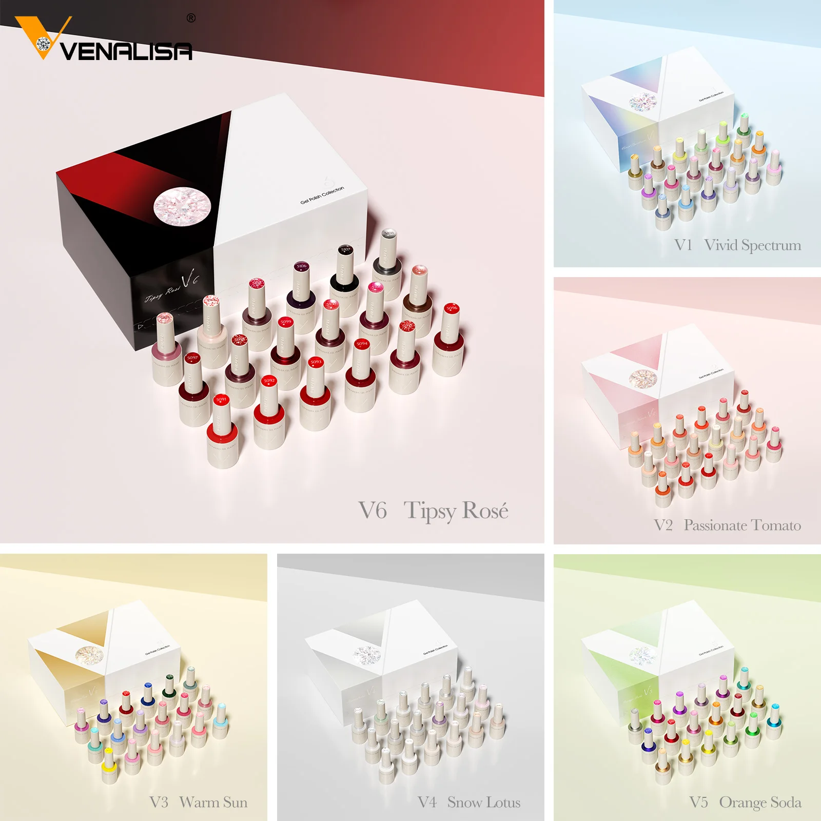 

TPO Free VENALISA 10ml Gel Polish Set 10ml Round Shape Brush HEMA Free Christmas Kit Red Color Collection Branded Suitcase Gel