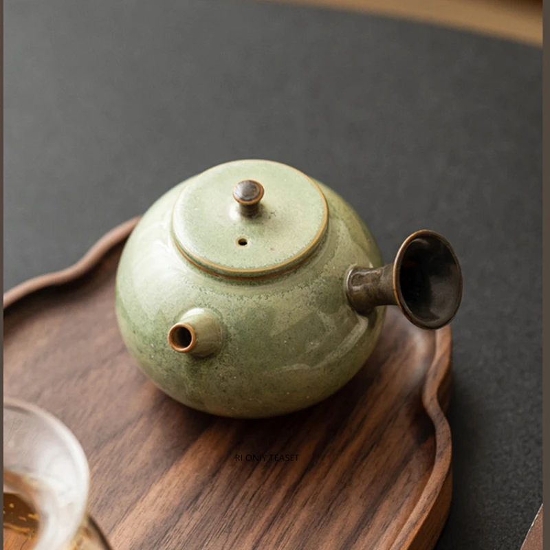 115ml Chinese Vintage Kiln Change Side Handle Teapot Handmade Ceramic Tea Pot Household Filter Kettle Travel Portable Tea Set