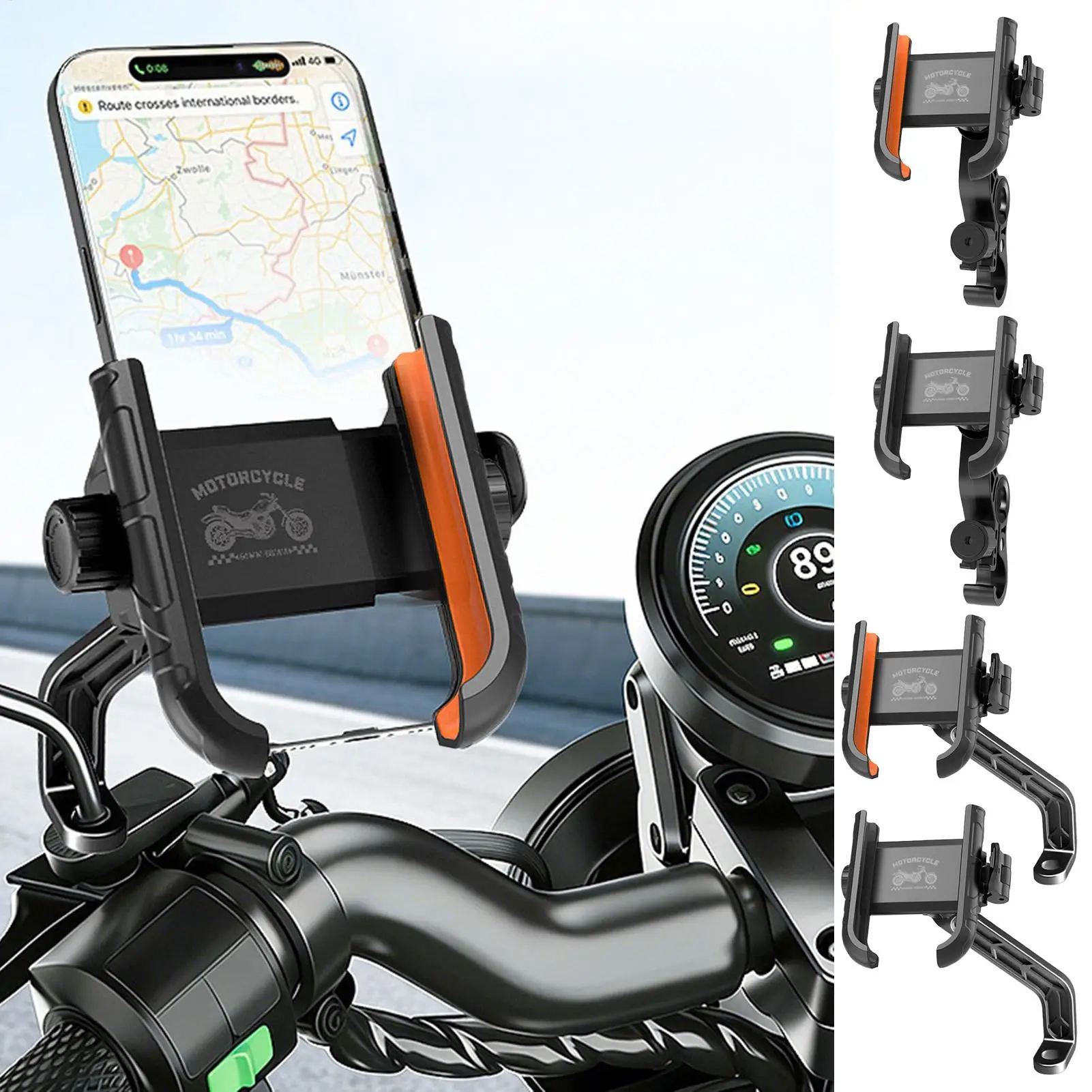 

Держатель для телефона на мотоцикл с виброгасящей функцией, вращающийся на 360 градусов, ударопрочное крепление на руль, универсальный зажим для мобильного телефона