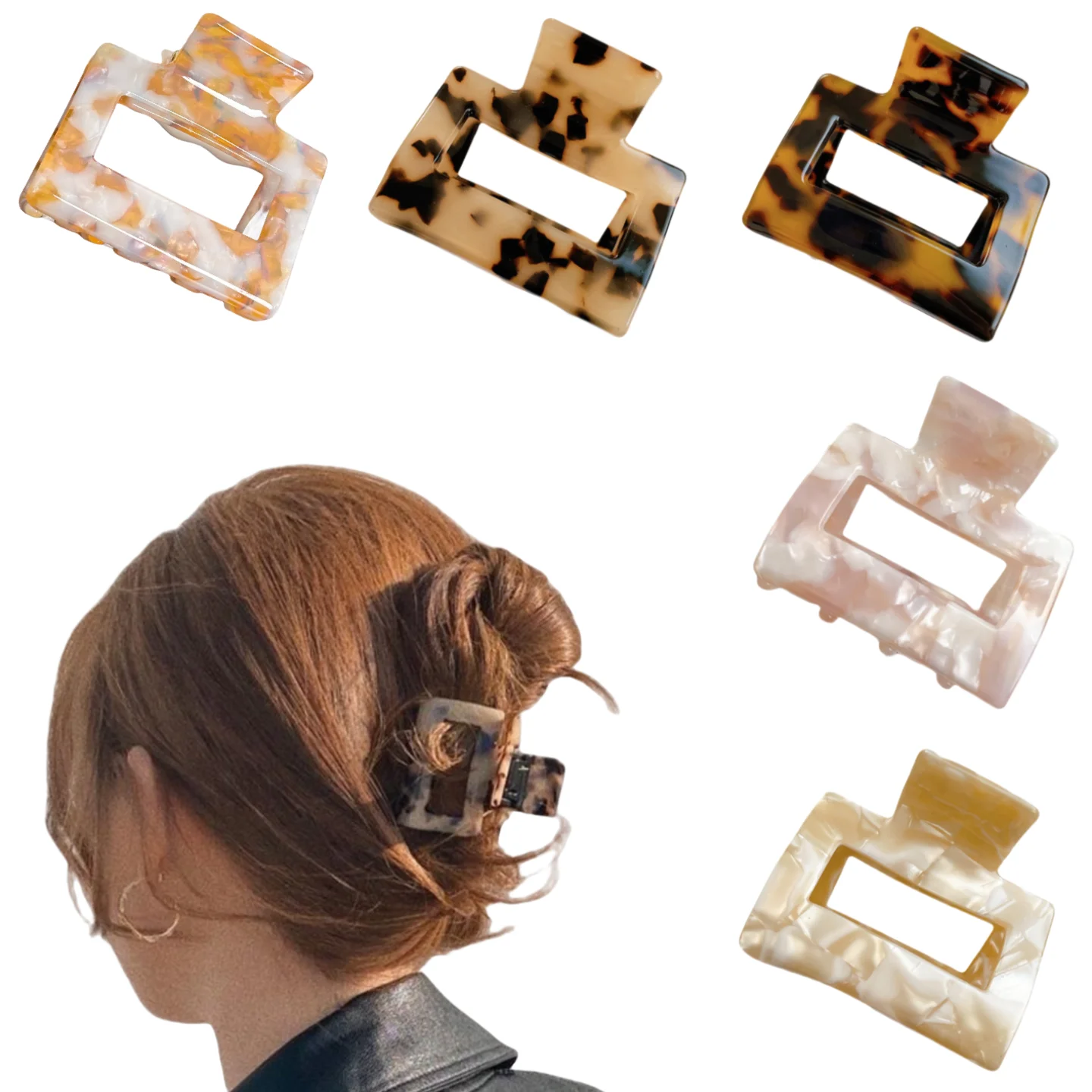 

Dowell Korean Style Women's Simple Square Hair Claw Clips Wholesale Cellulose Acetate Hair Accessories