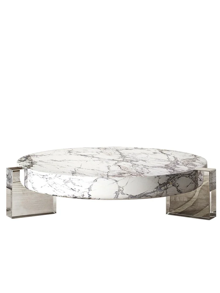 Marble Coffee Table Living Room Solid round Designer Model Light Luxury Household Acrylic Table Legs