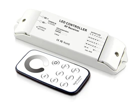 T4+R4 RF Touch Remote LED Controller 12‑24V RGBW Wireless Control For RGBW LED Strip Light RGB & Warm White Dimmer