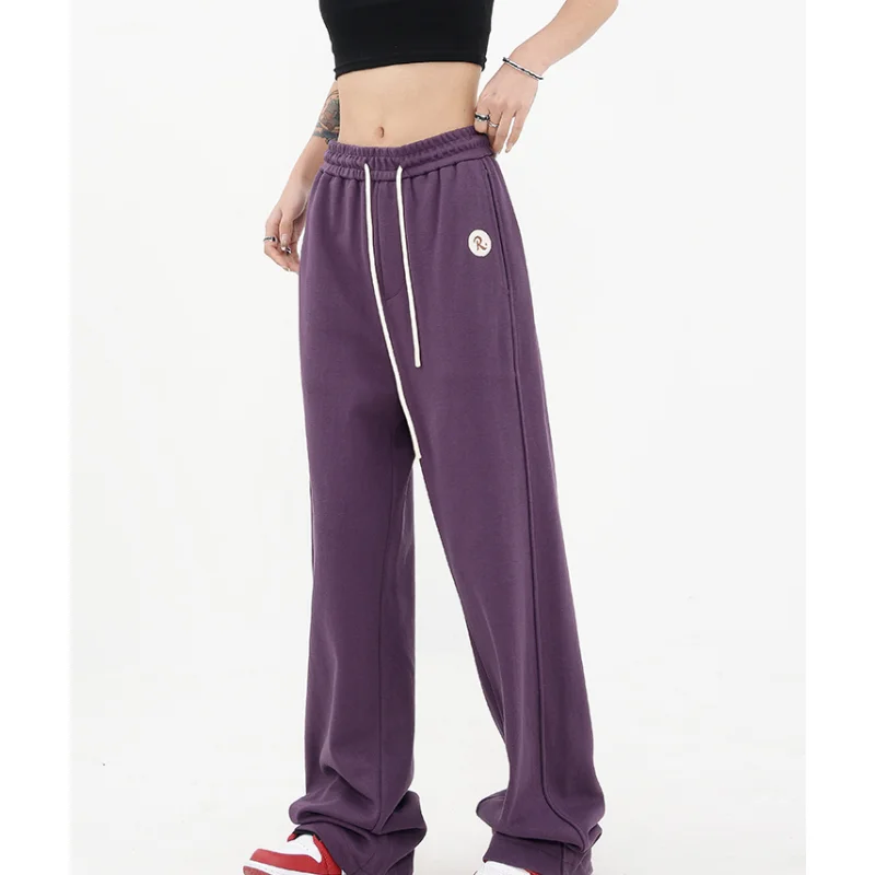 

Hip Hop Drawstring Wide Leg Pants Fashion Pocket High Waist Bind Feet Straight Pants Casual Baggy Wide Leg Trouser Ladies Summer