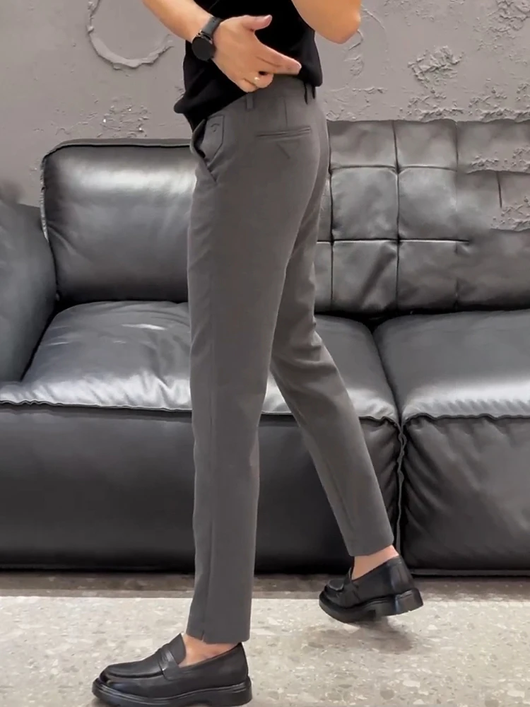 

Busin Повседневные мужские брюки Autumn Faion Slim Fit Бесплатные прямые брюки West Брюки с высокой талией на молнии ket Busin Gentl...
