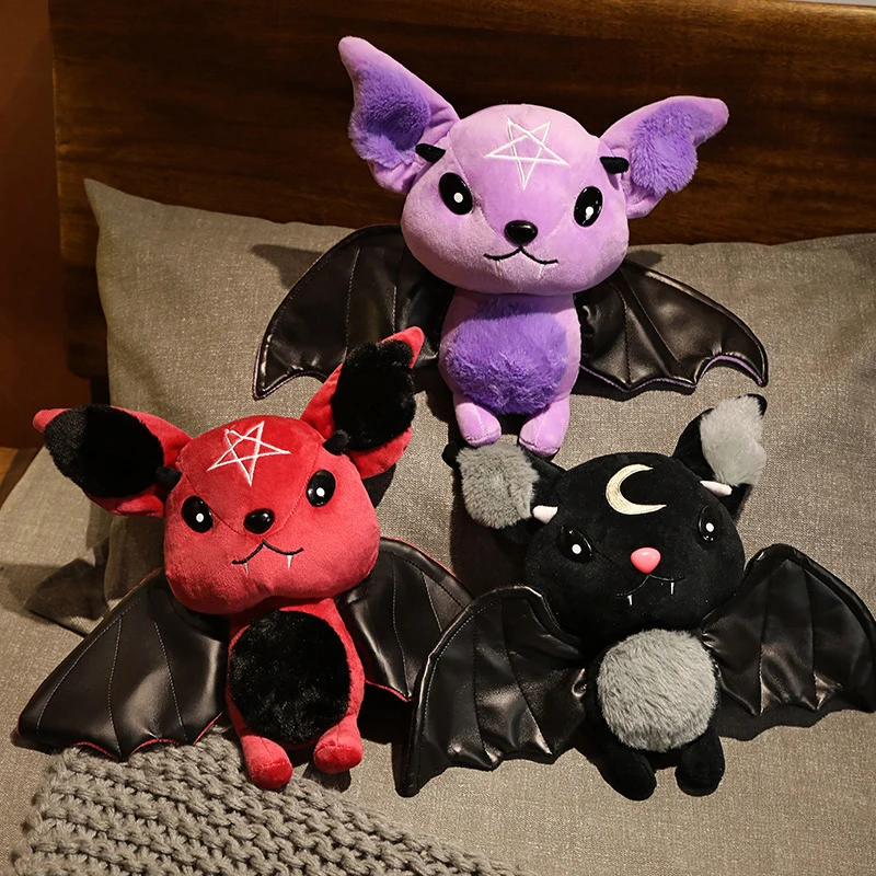30cm Demon Bat Halloween Plushy Czterokolorowy Demon Bat Cartoon Miękki Model dla chłopców i dziewcząt Świąteczne prezenty na Halloween