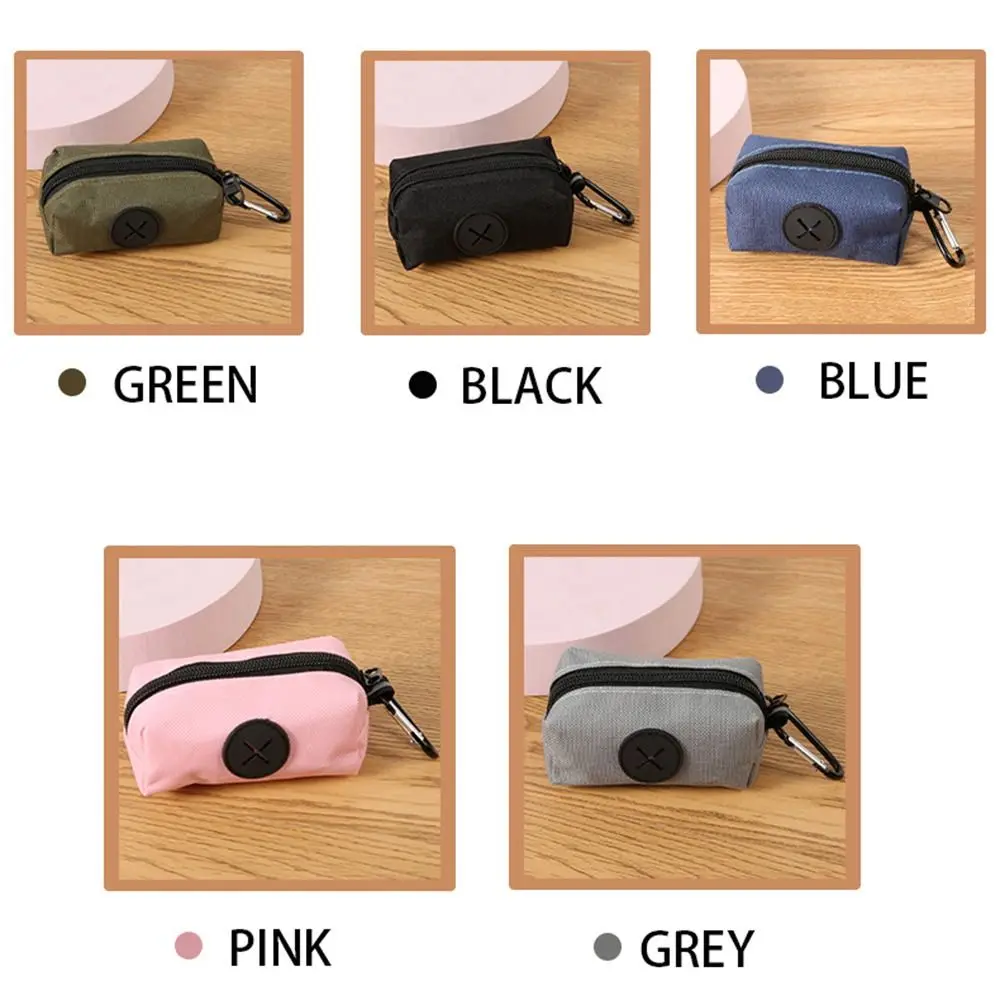 Oxford Cloth Dog Poop Bag Holder Portable with Carabiner Clip Pet Waste Bag Dispenser Zipper Closure Water-proof