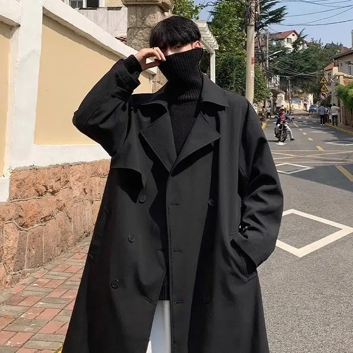 Spring Autumn German Trench Coat Medium And Long Loose Casual High-end Light And Mature Men's Jacket Japanese College Style Coat