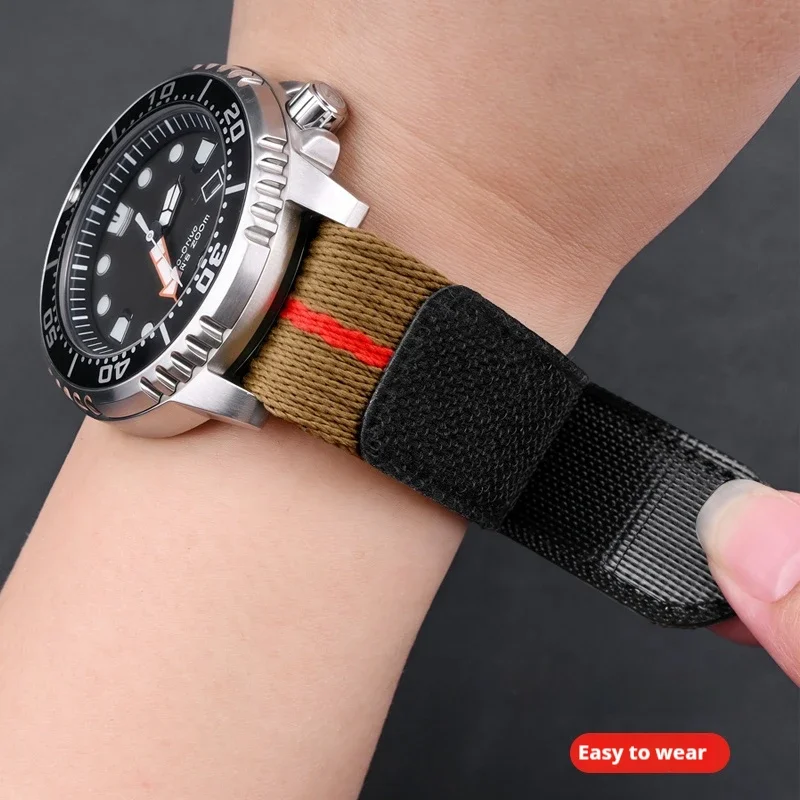 Nylon Strap 20mm 22mm for Seiko for Tudor Hook and Loop Fastener Watch Band Men Military Waterproof Wrist Bracelet for Omega view 6