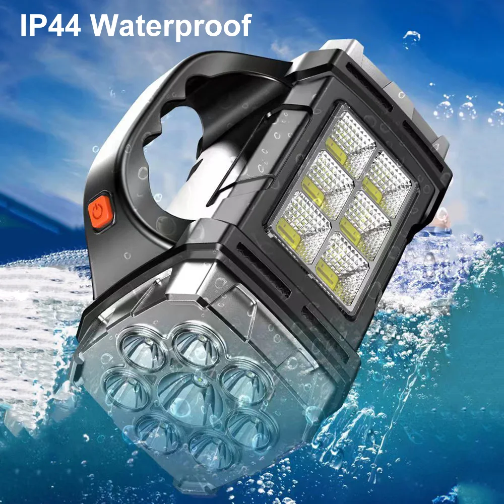 5000mAh Solar LED Flashlight COB Camping Lantern Work Light USB Charging Torch Light Waterproof Portable Searchlight Power Bank