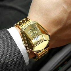 Golden Luxury Brand Trend Cool Men Wrist Watches Stainless Steel Technology Fashion Quartz Watch For Men 2022 Relogio Masculino