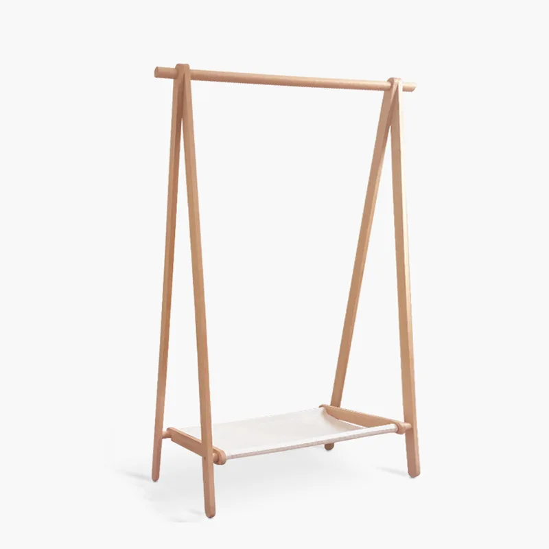 

Nordic solid wood floor hanger simple Japanese beech foldable hanger household simple bedroom living room coat rack