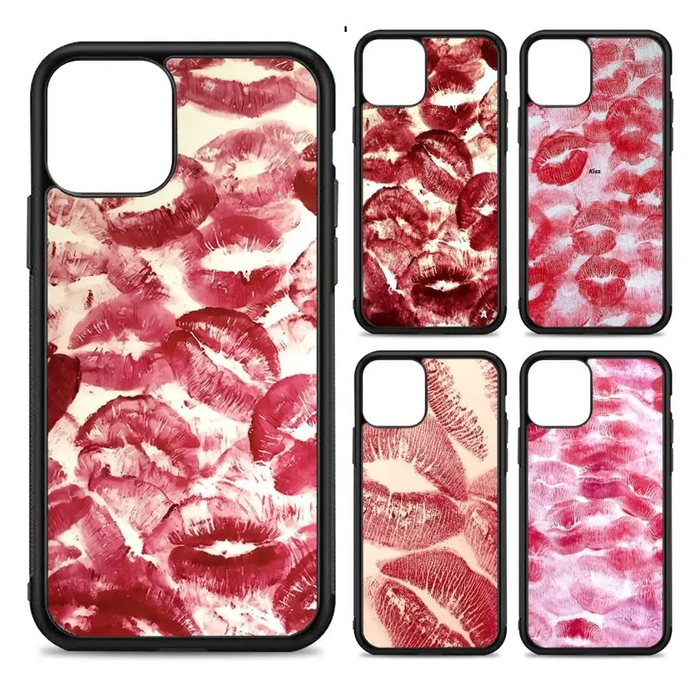 

Sexy Girl Red Lips Kiss Phone Case For Iphone 16 15 14 13 12 11 Pro Max Plus Shockproof TPU+PC Hard Case