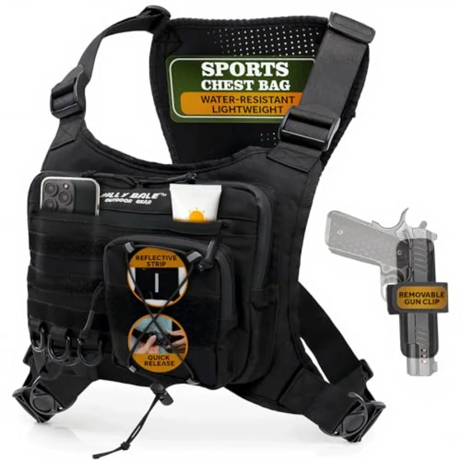 

Спортивная нагрудная сумка, легкая, водонепроницаемая, регулируемая, тактическая, для охоты, походов, бега, велоспорта и путешествий.