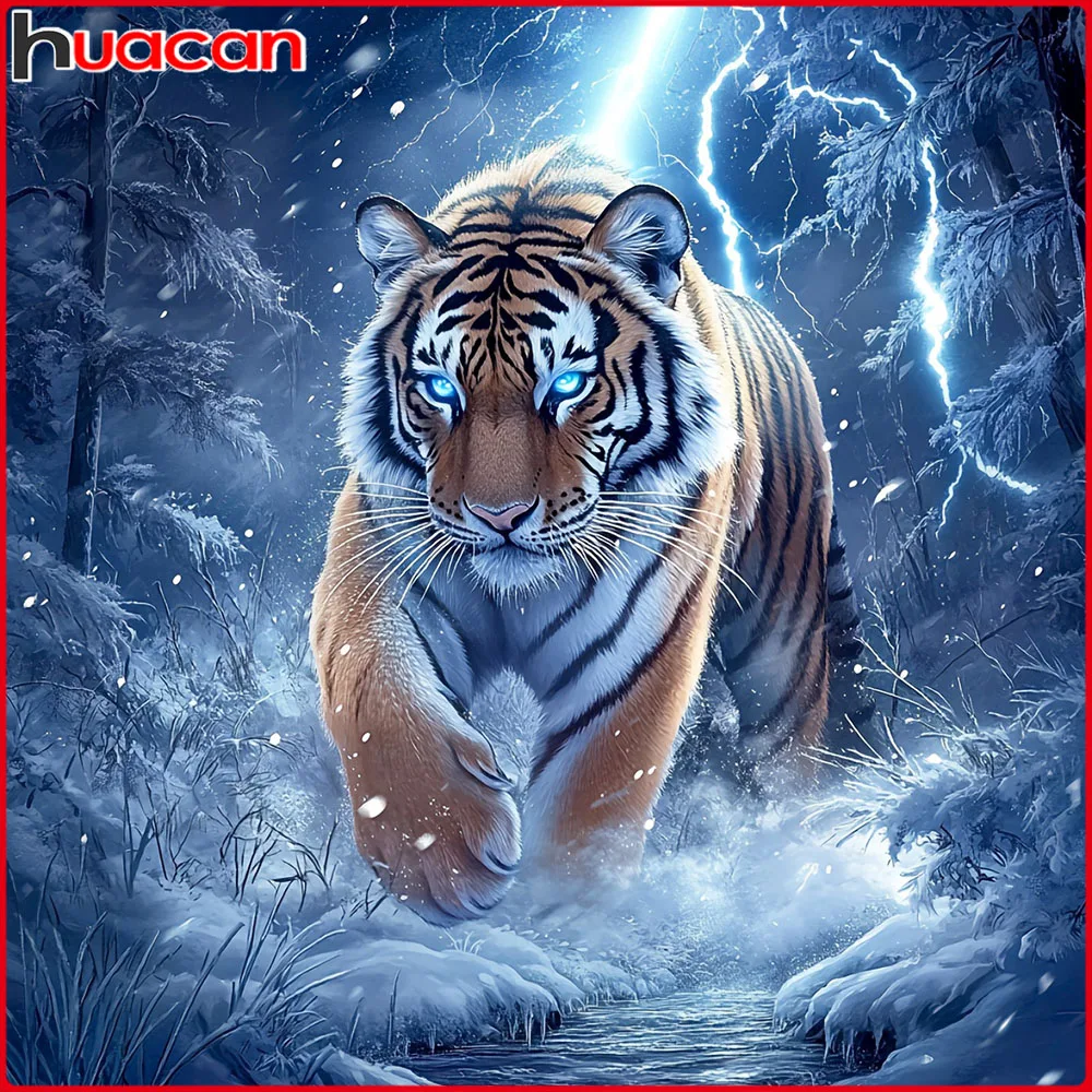 

Huacan DIY Алмазная картина Зимний Тигр Алмазная мозаика Животное Полный комплект Декоративные картины